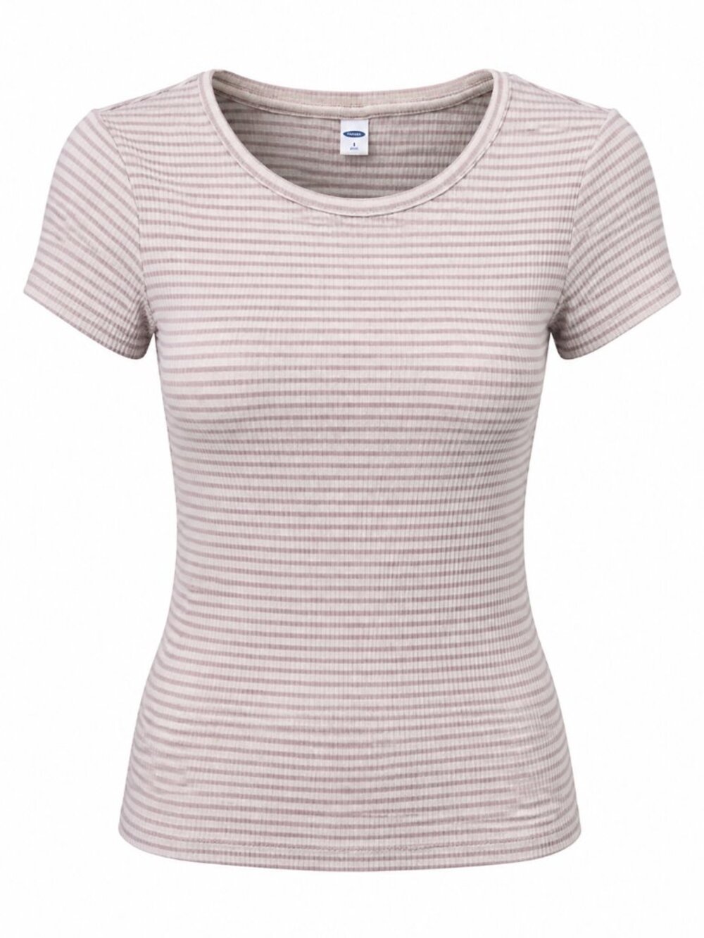 Old Navy Women's Ribbed Short Sleeve Fitted Tee Top Pink White Y2K Stripe Small